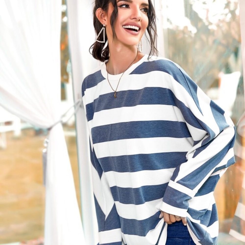 Colorblock Batwing Sleeve Oversized Sweatshirt
